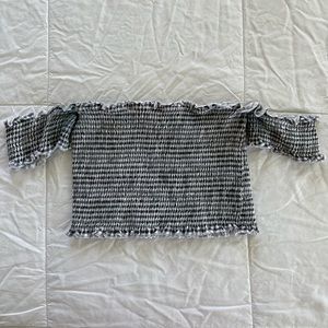 Me-To-We Stretchy Black and White Gingham Off the Shoulder Top Size XS